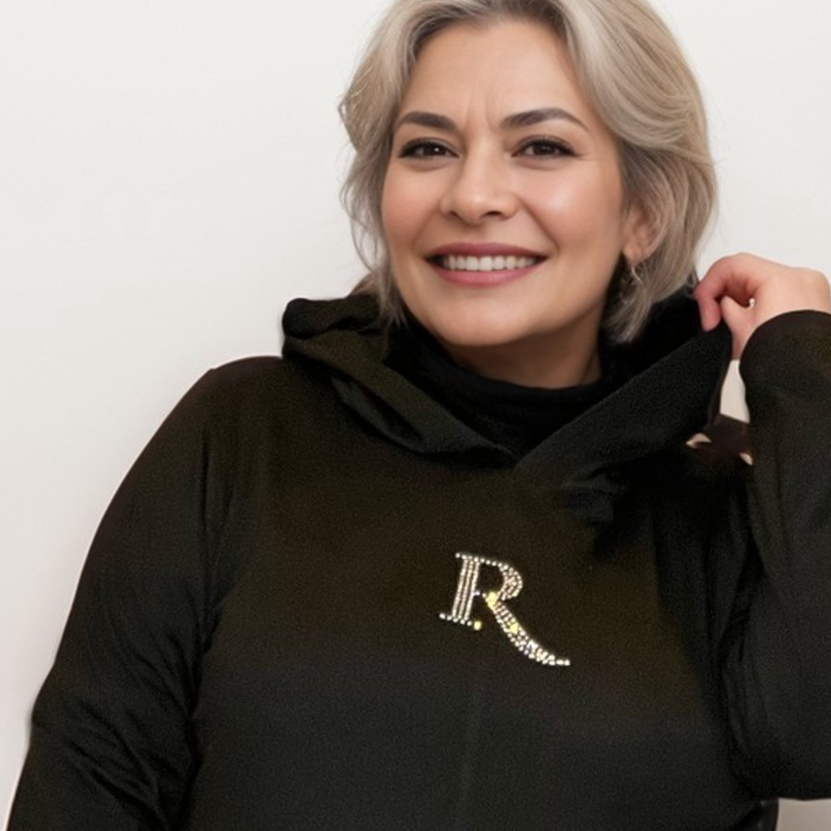 ROCKTHOSECURVES DIAMANTE RAG HEM LONG HOODIE