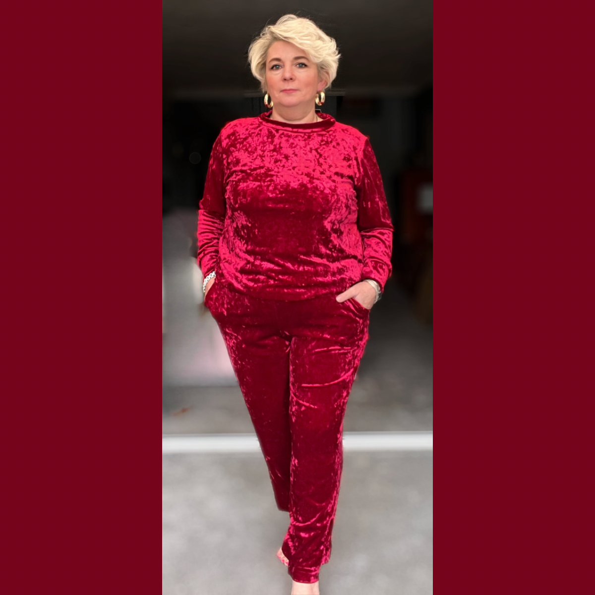 Crushed top velour tracksuit
