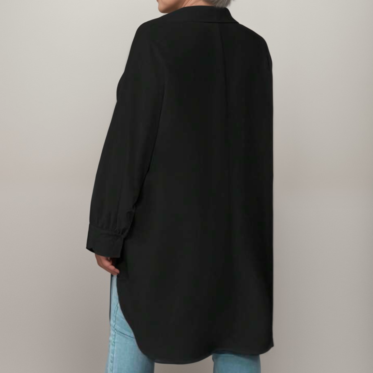 OVERSIZED BALLOON SLEEVE DIPPED HEM SHIRT