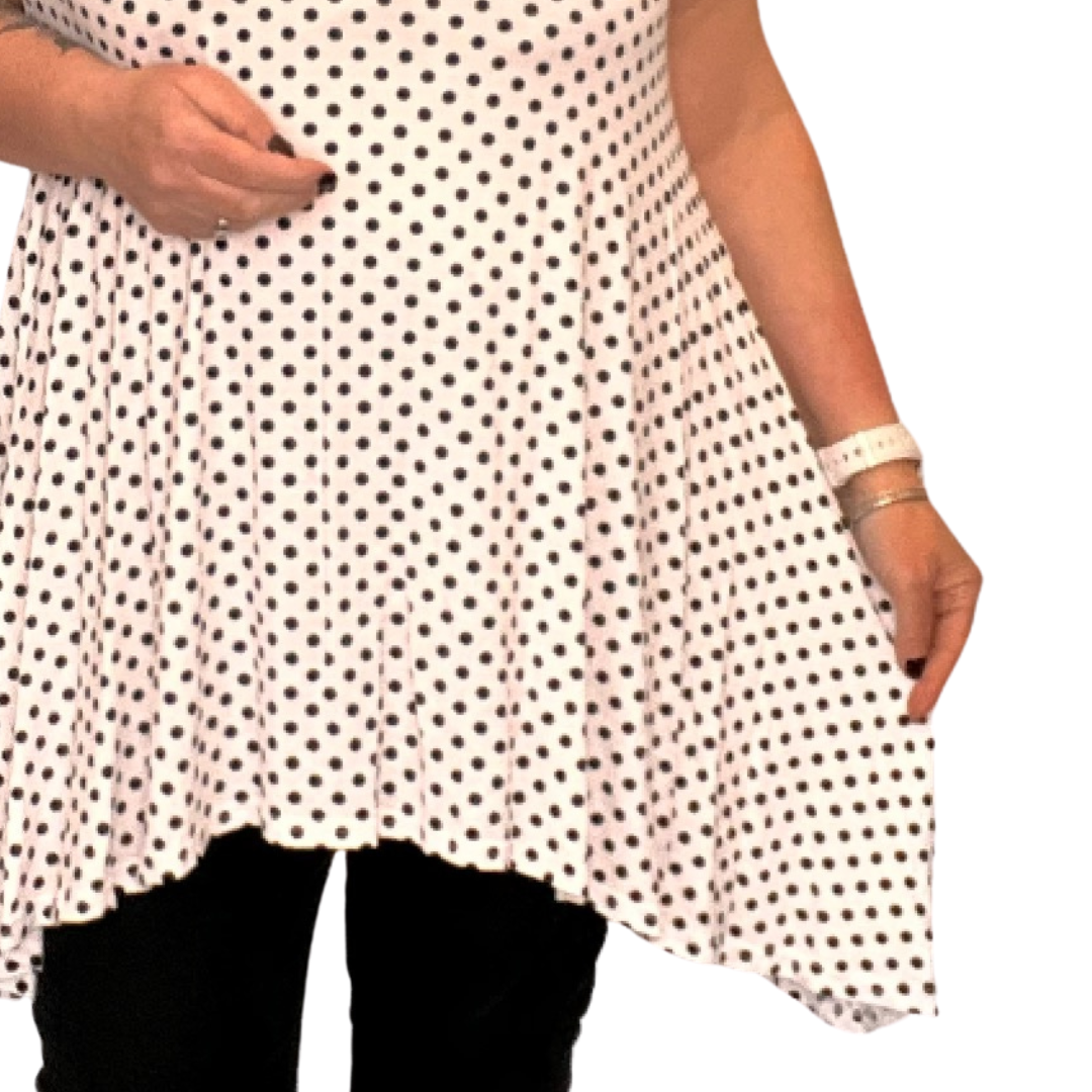 ROCKTHOSECURVES POLKA DOT CAMI VEST SWING TOP WITH HANKY HEM