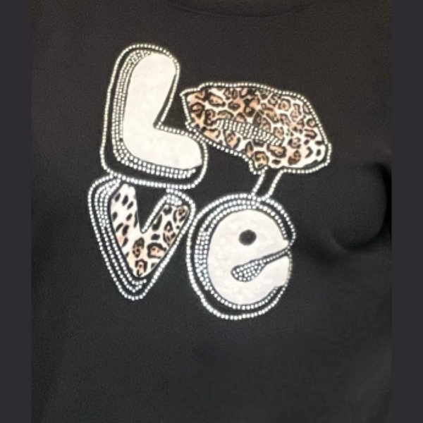Fleece Inner Sweatshirt with Studded Love Appliqué