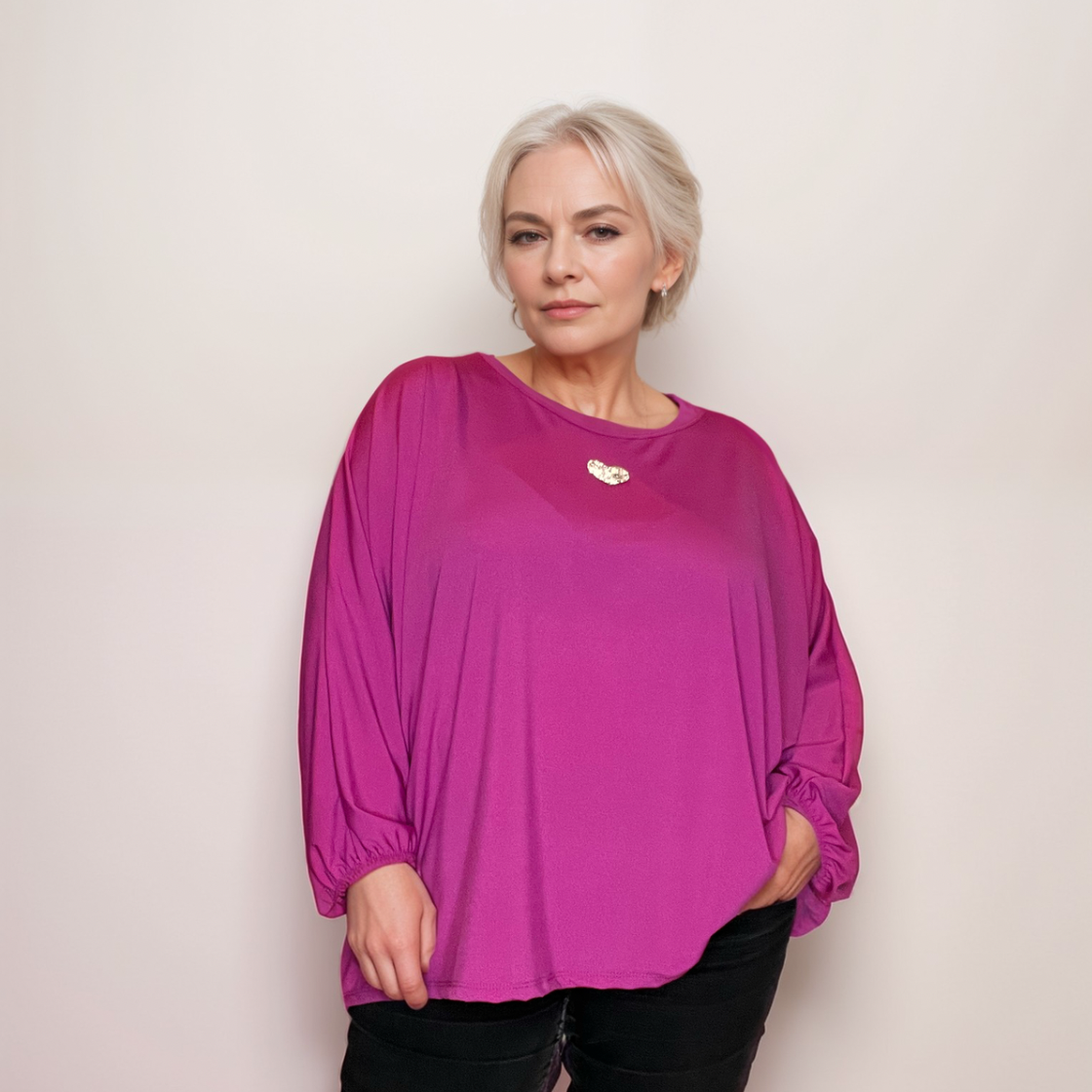 BATWING BLOUSE WITH SPARKLY HEART