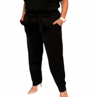 HIGH WAIST SIDE POCKET TROUSERS WITH TIE BELT