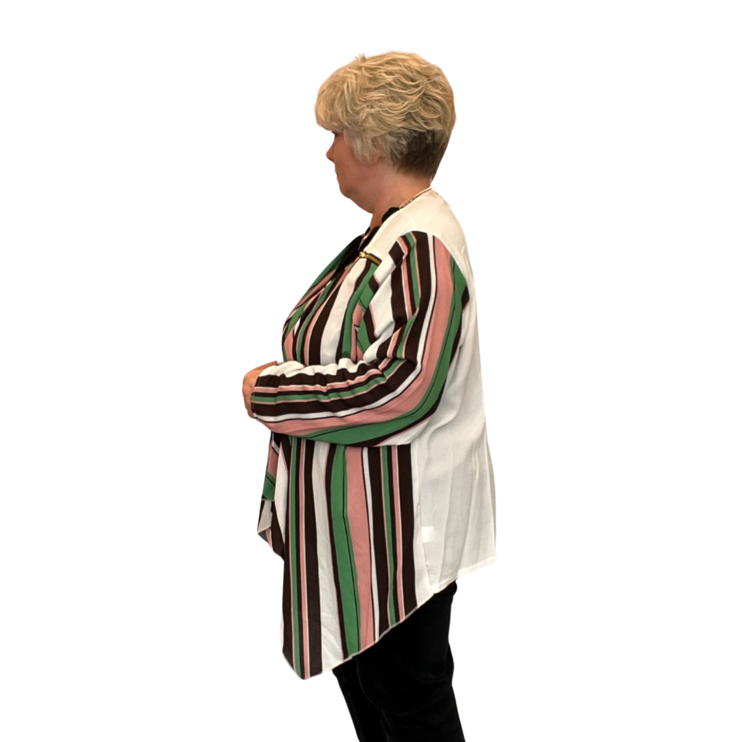 STRIPED WATERFALL JACKET WITH FEATURE ZIP SHOULDERS