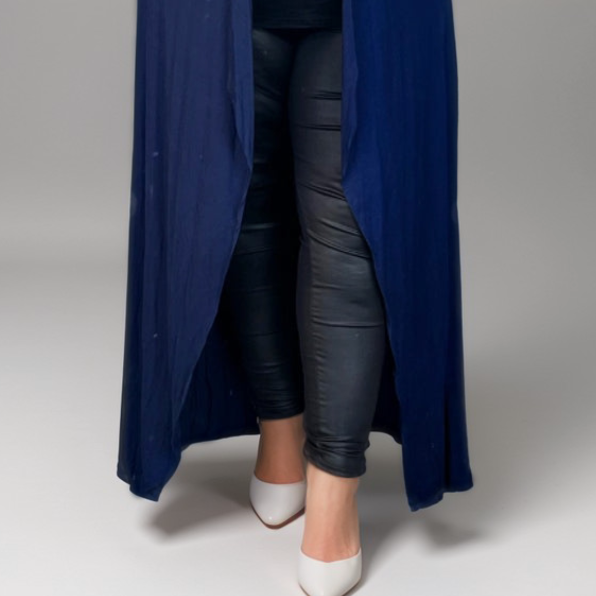 NAVY BLUE LONG WATERFALL CARDIGAN