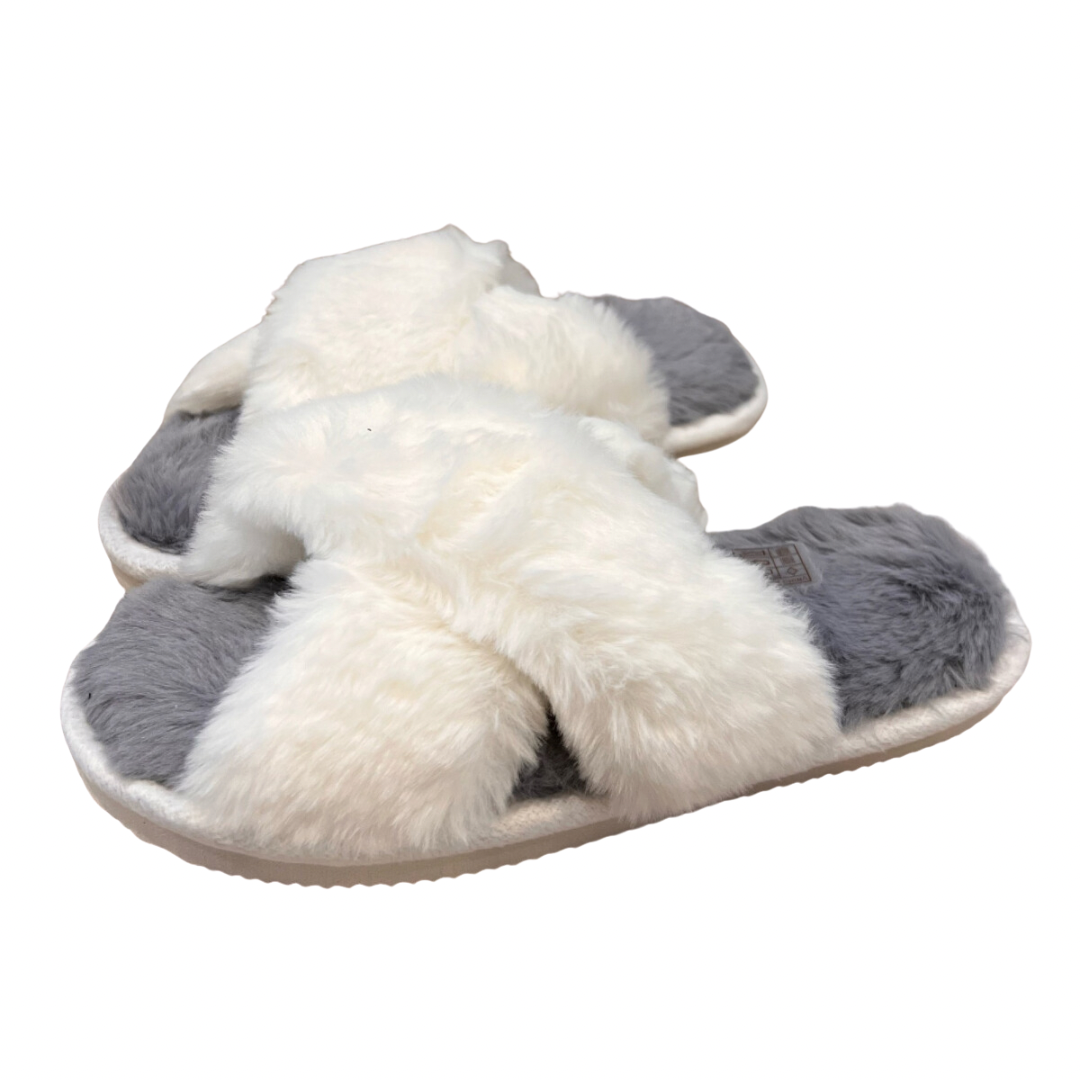 SOFT FLUFFY OPEN TOE OPEN BACK SLIPPERS / SLIDERS