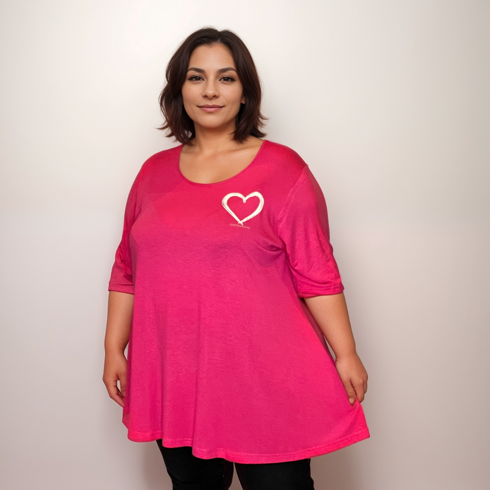 SWING TOP WITH HEART MOTIFFUCHSIA / UK 14