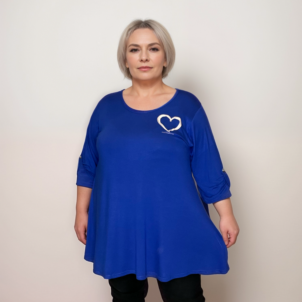 SWING TOP WITH HEART MOTIFROYAL BLUE / UK 14