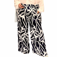 STRETCHY ELASTICATED WAIST BRUSH STROKE TROUSERS WITH POCKETS