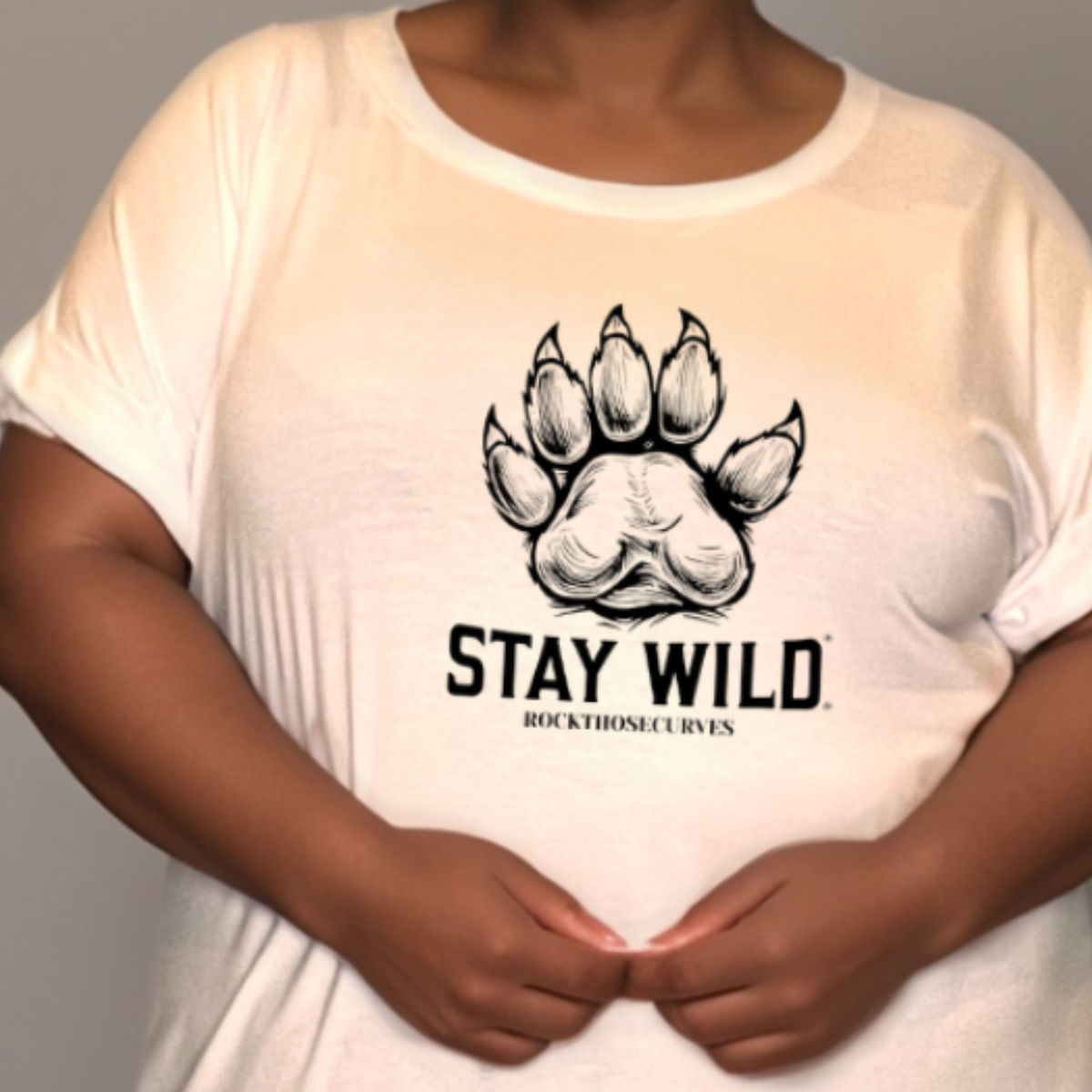 STAY WILD DIPPED HEM T-SHIRT