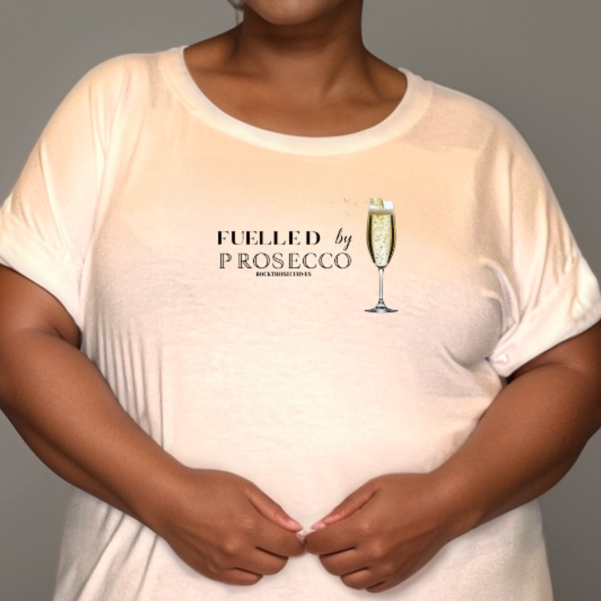 FUELLED BY PROSECCO DIPPED HEM T-SHIRT