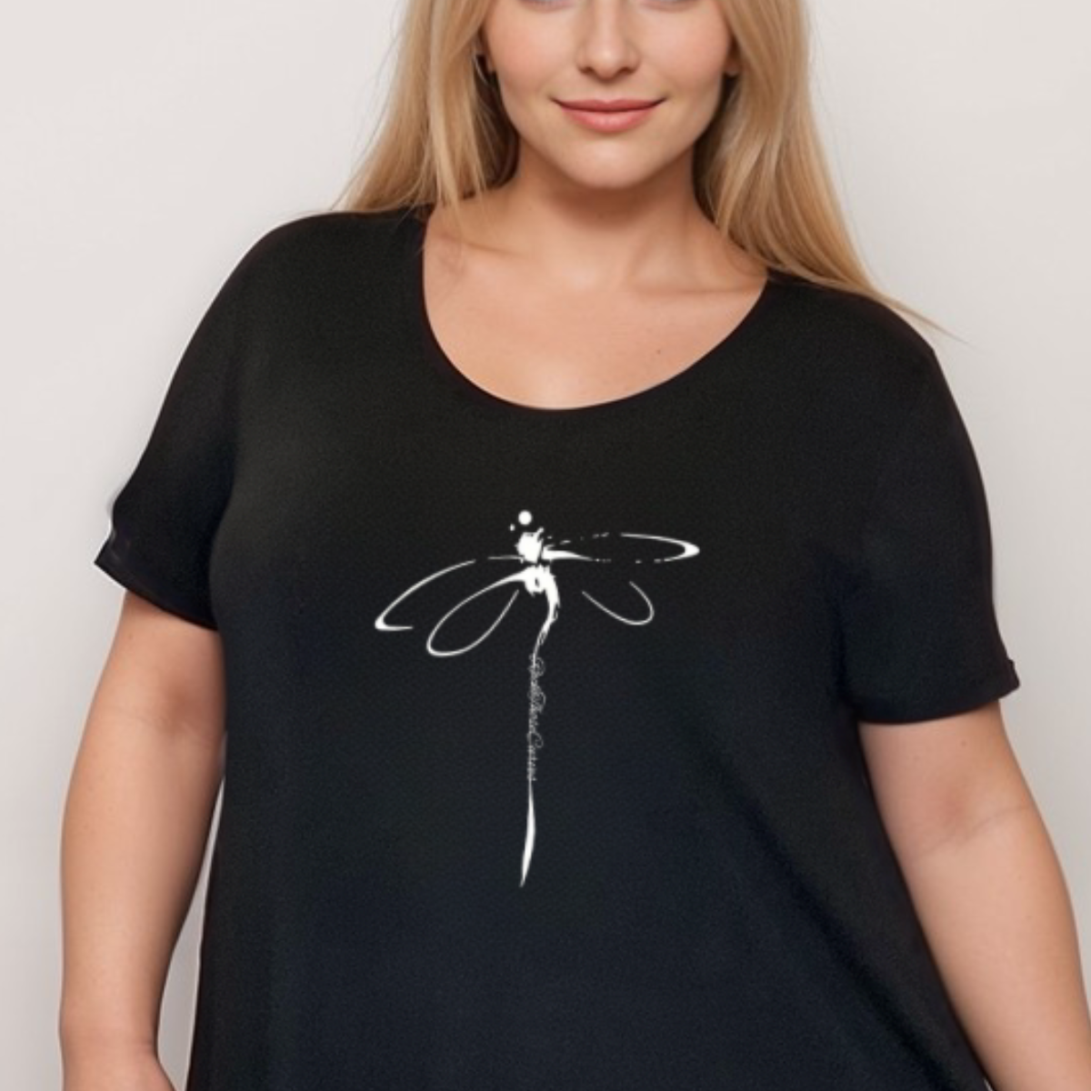 WHITE DRAGONFLY HANKY HEM SWING TOP