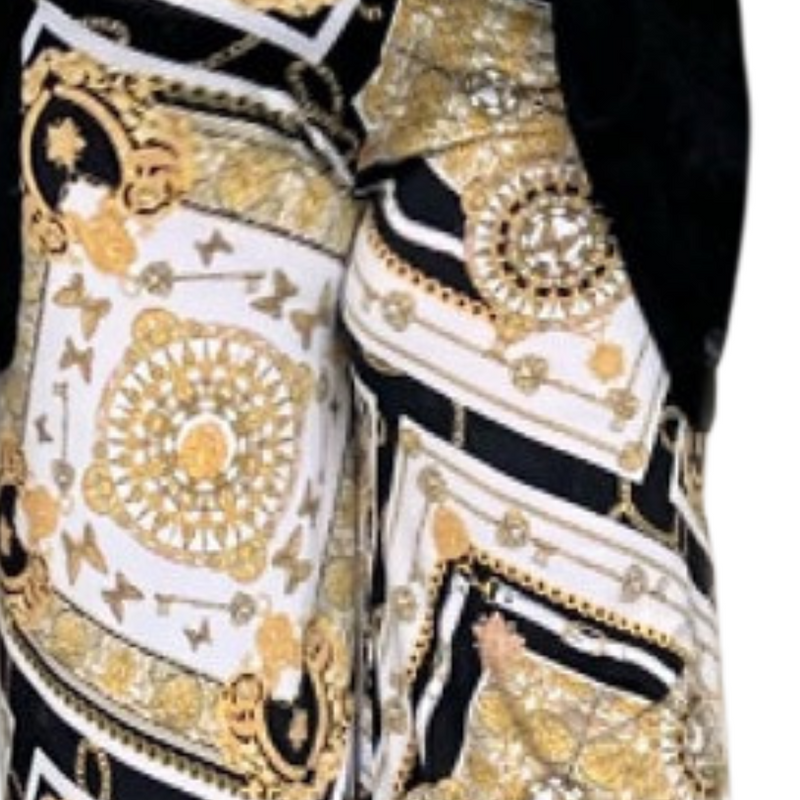 White & Gold Compass Print Palazzo Trousers