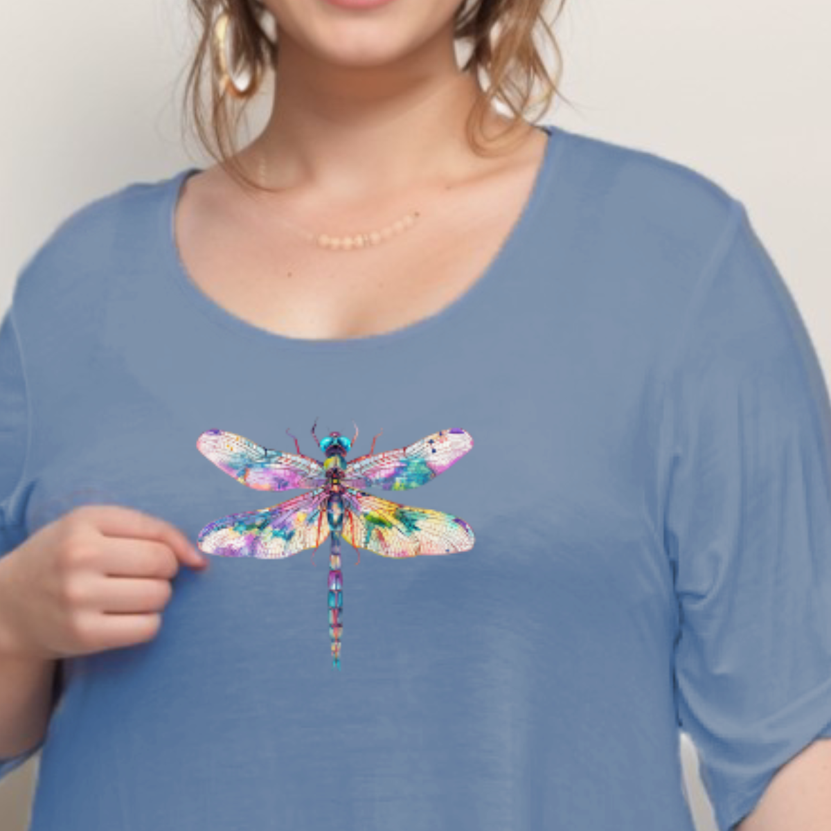 MULTI DRAGONFLY BUTTON SLEEVE SWING TOP