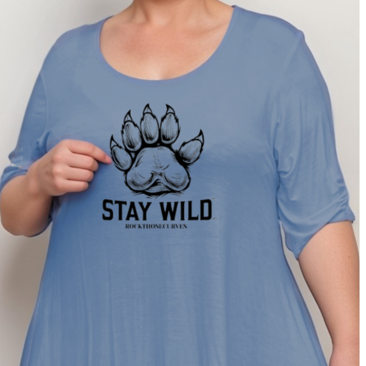 STAY WILD BUTTON SLEEVE SWING TOP