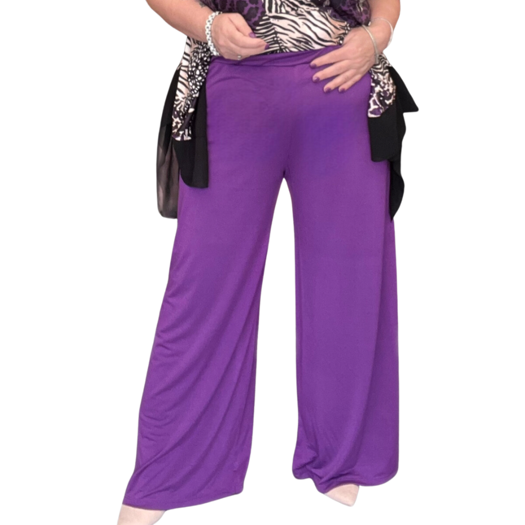 ROCKTHOSECURVES PLAIN ELASTICATED WAIST WIDE LEG PALAZZO TROUSERS