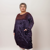 VELVET LOOSE FITTING DRESS WITH SEQUINS