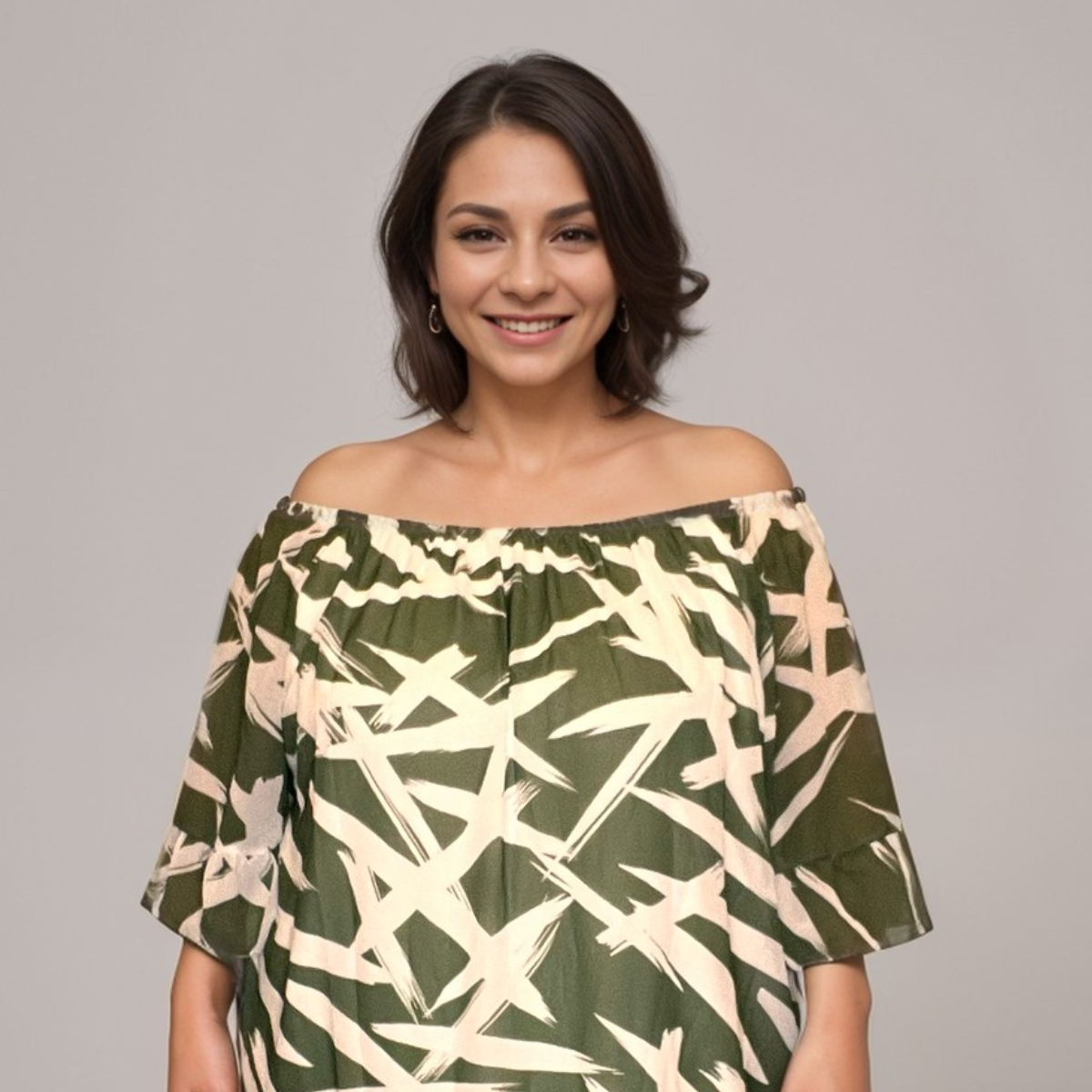 FRILLED HEM OFF SHOULDER LINED DRESS