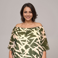 FRILLED HEM OFF SHOULDER LINED DRESS