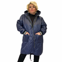 QUILTED ZIP UP LONG SLEEVE COAT WITH HOOD WITH FRONT POCKETS