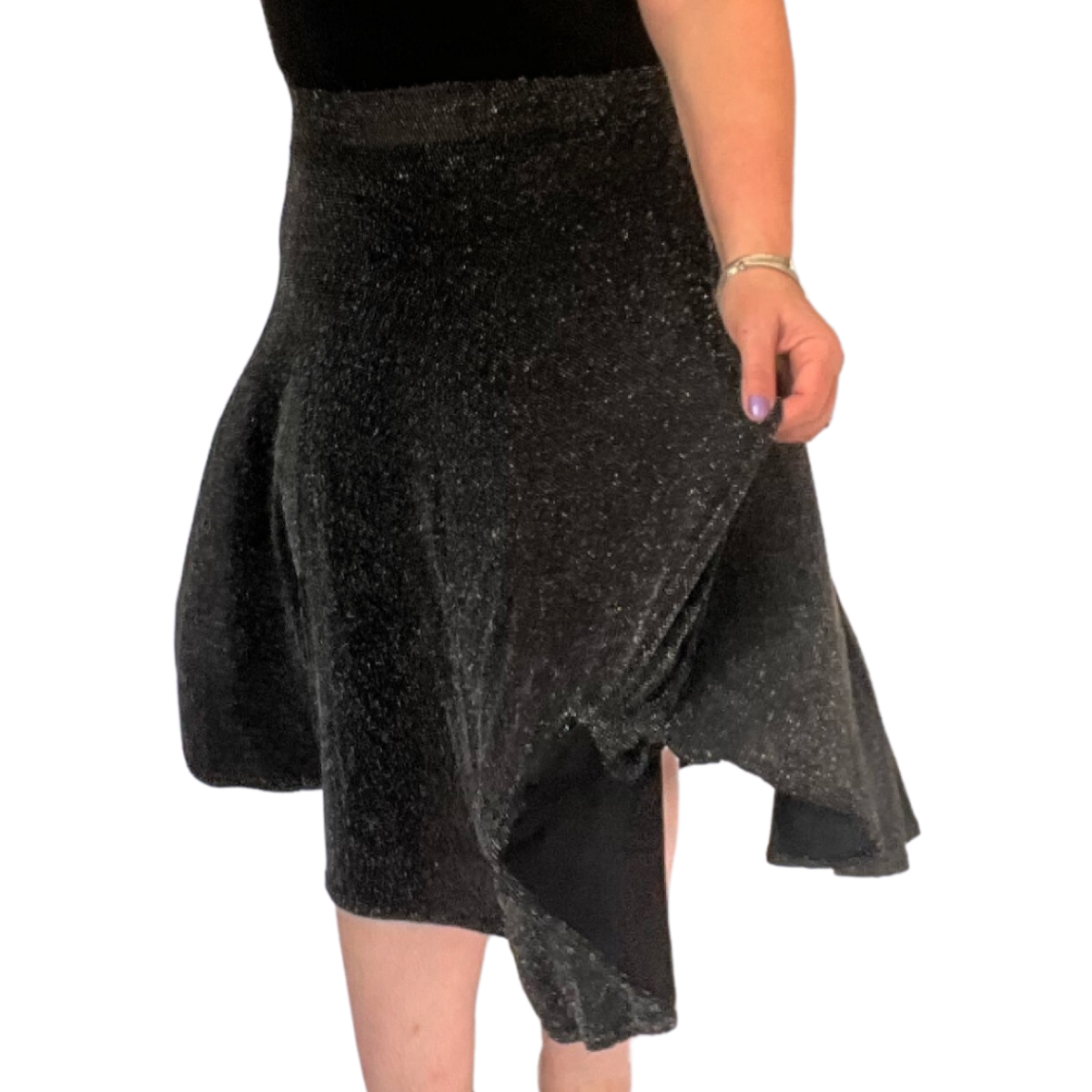 SPARKLY ELASTIC WAIST A-LINE SWING SKIRT PARTY EVENING STYLE