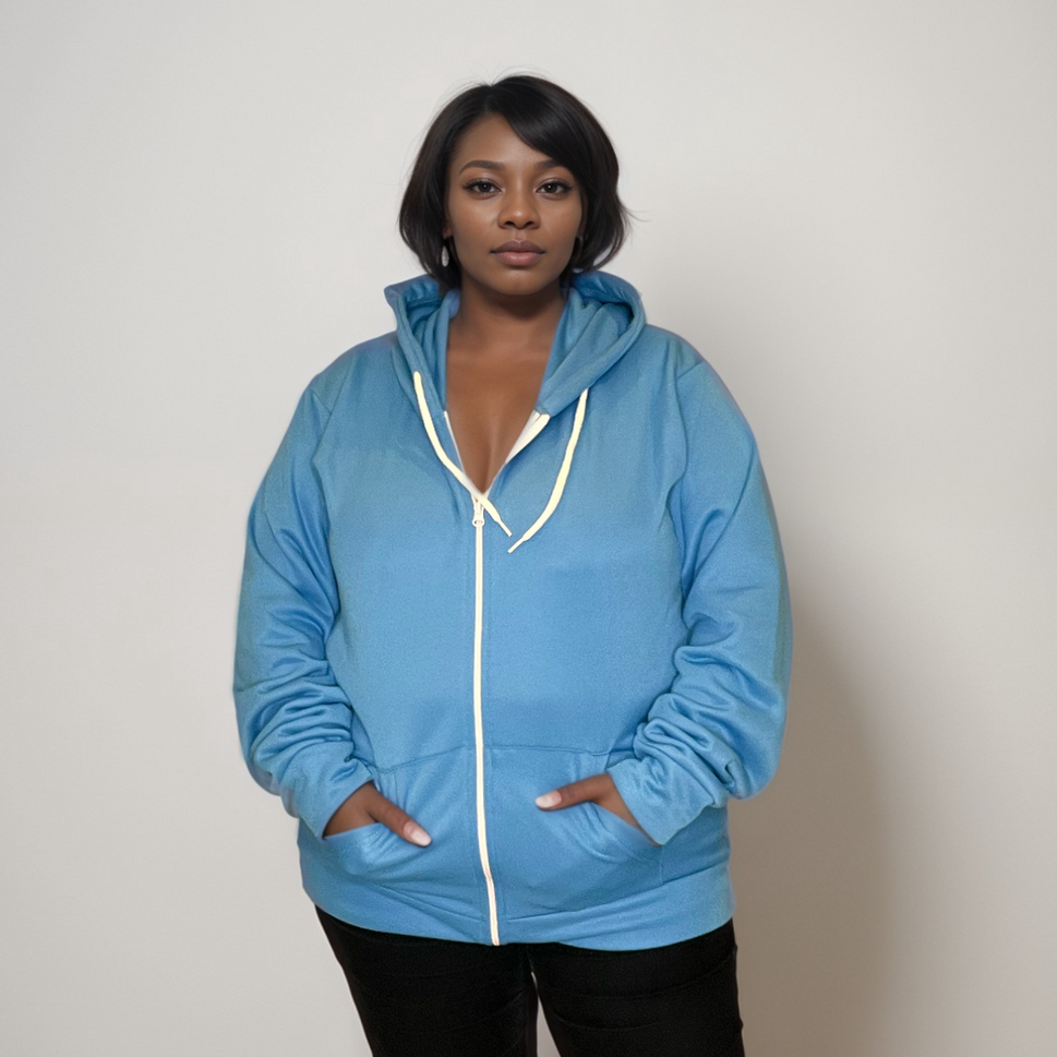 ZIP UP HOODIE PLUS SIZE JACKETTURQUOISE / UK 14