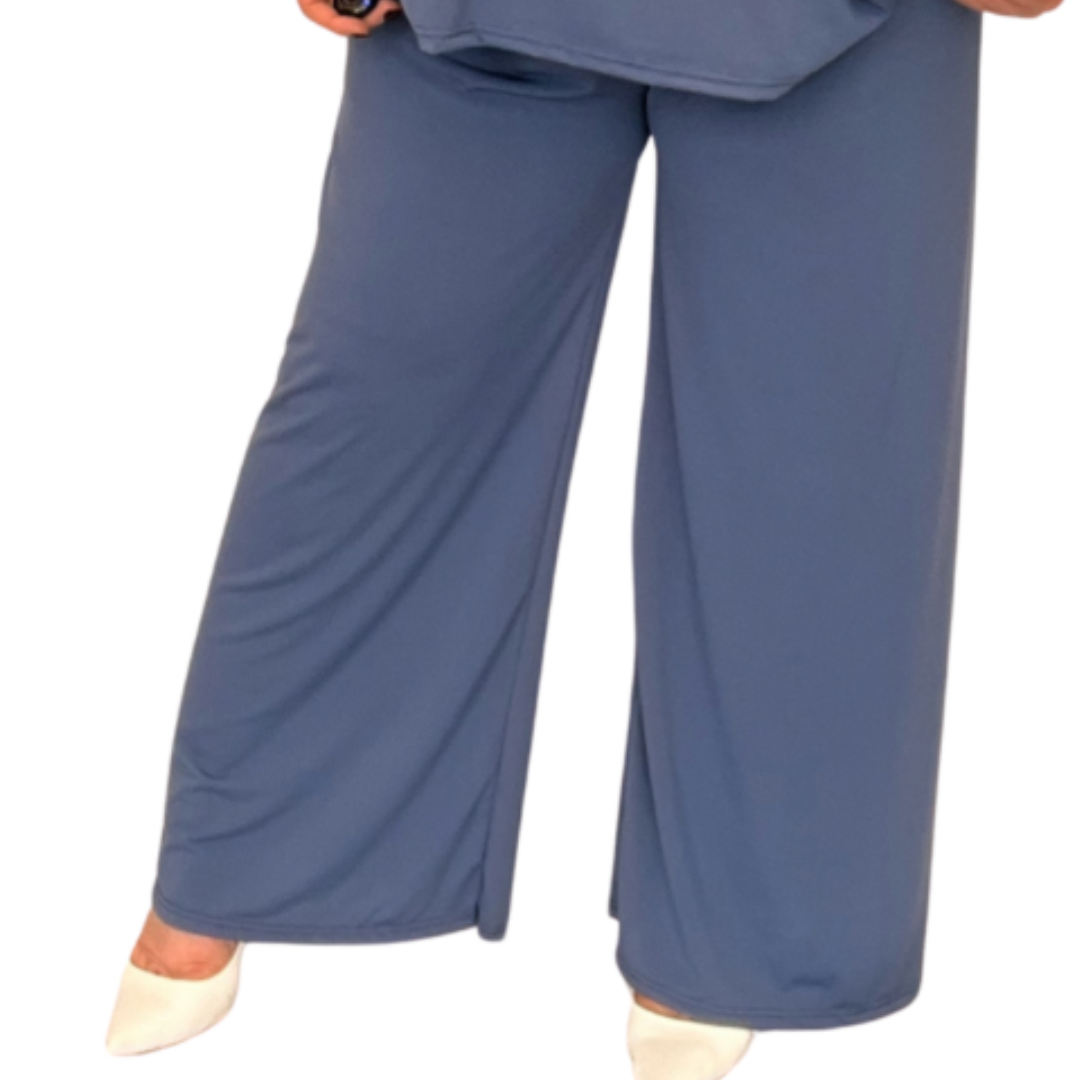 ROCKTHOSECURVES PLAIN ELASTICATED WAIST WIDE LEG PALAZZO TROUSERS