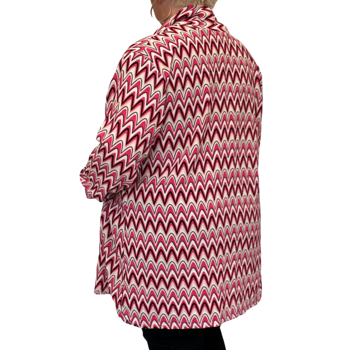 SWIRL PATTERN OPEN FRONT CREPE WATERFALL JACKET