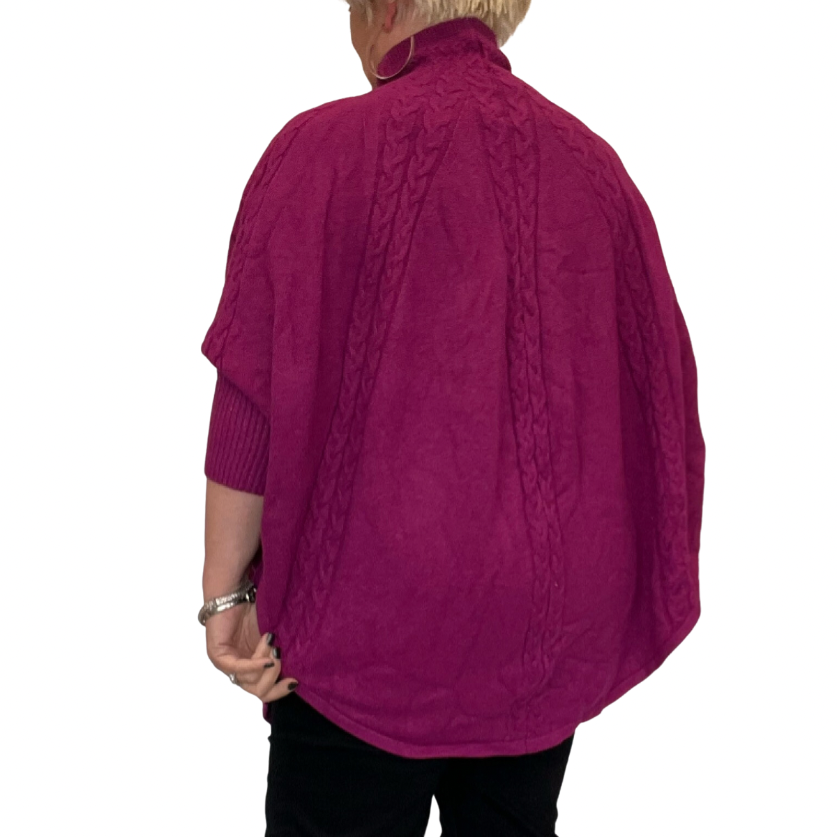 CABLE SUPER SOFT KNITTED TURTLE NECK PONCHO / JUMPER