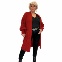 LONG LENGTH KNITTED DUSTER CARDIGAN WITH FRONT POCKETS
