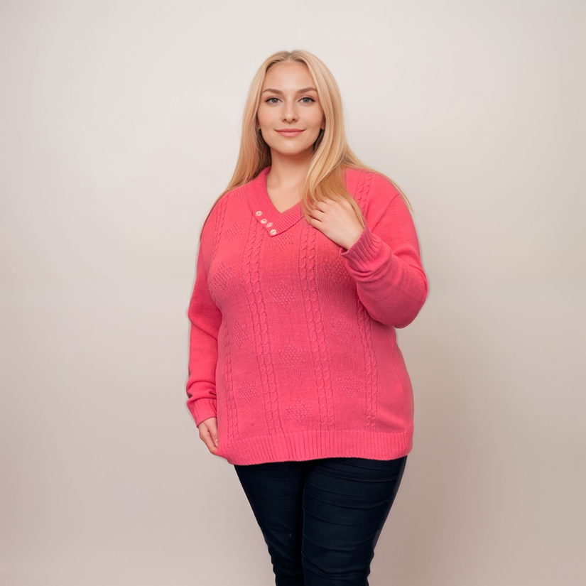 BUTTON V NECK CABLE JUMPER