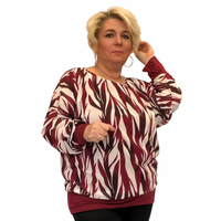 STRIPED BATWING BLOUSE WITH WIDE ELASTIC HEM AND CUFFS