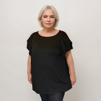 Plus‑Size Loose Fitting Top with Frilled Sleeves