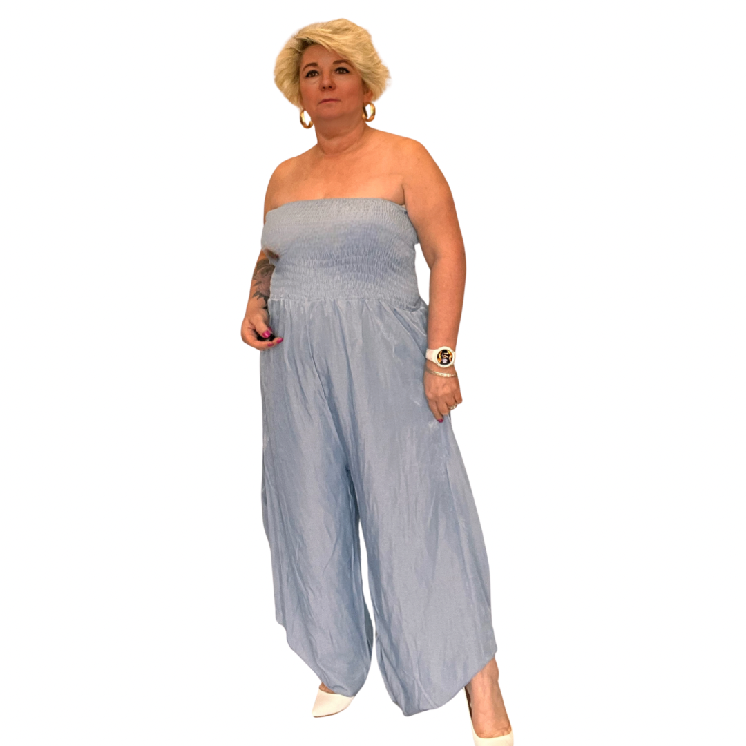 ROCKTHOSECURVES SOFT DENIM BOOB TUBE JUMPSUIT