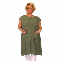 ROCKTHOSECURVES PURE COTTON CAP SLEEVE DRESS WITH EMBROIDERED POCKETS