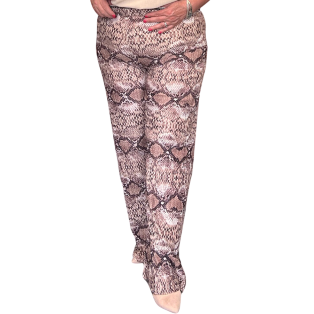 ROCKTHOSECURVES ANIMAL PRINT CRINKLE PLEATED TROUSERS WITH ELASTIC WAIST