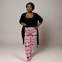 Plus‑Size Neon Pink & Black Aztec High‑Rise Leggings