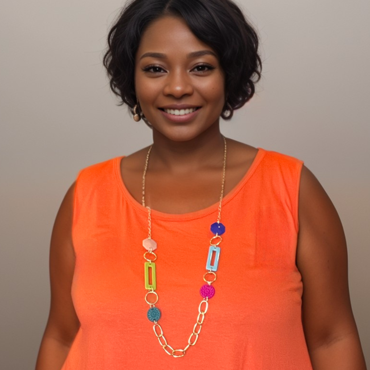 Sleeveless Swing Vest with Necklace