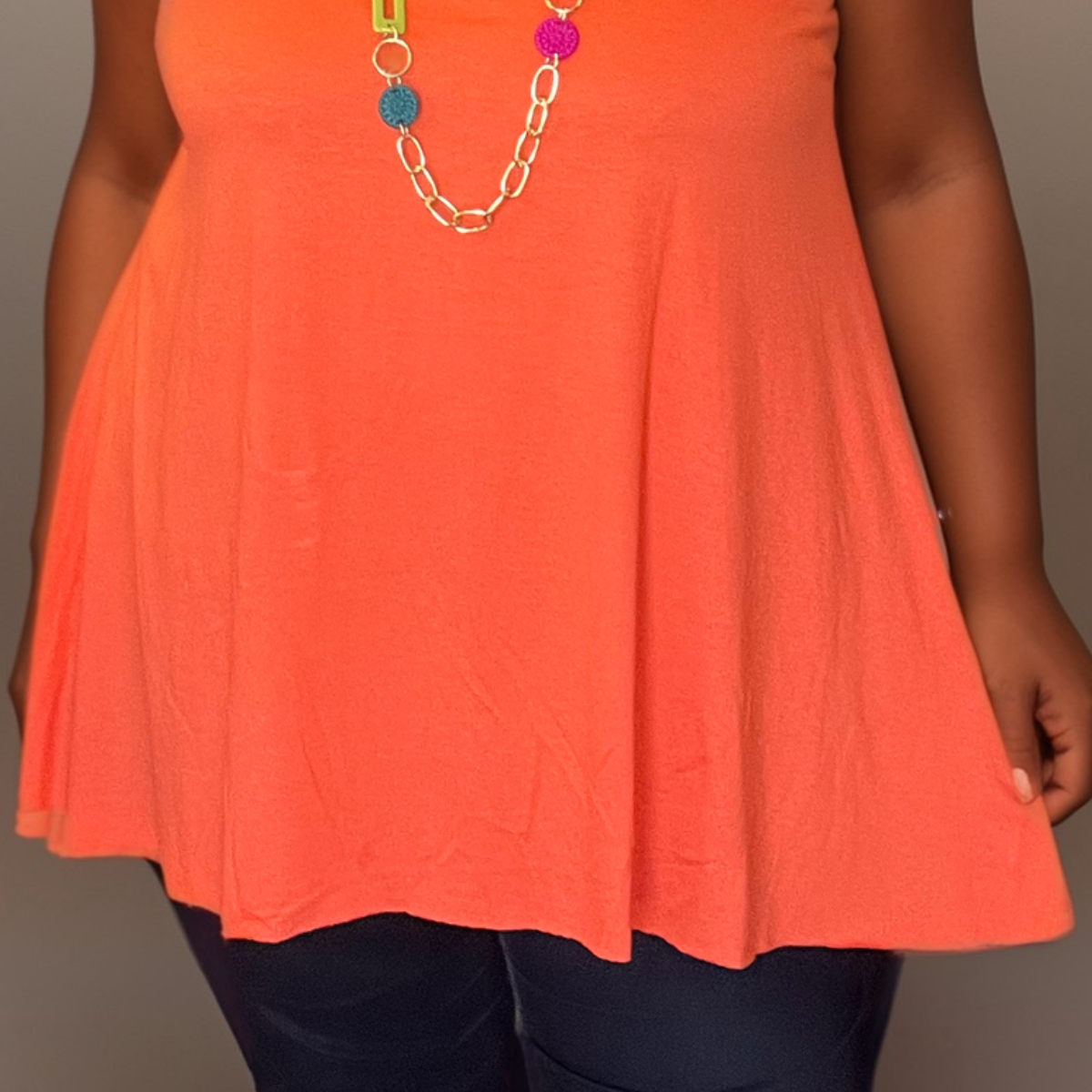 Sleeveless Swing Vest with Necklace