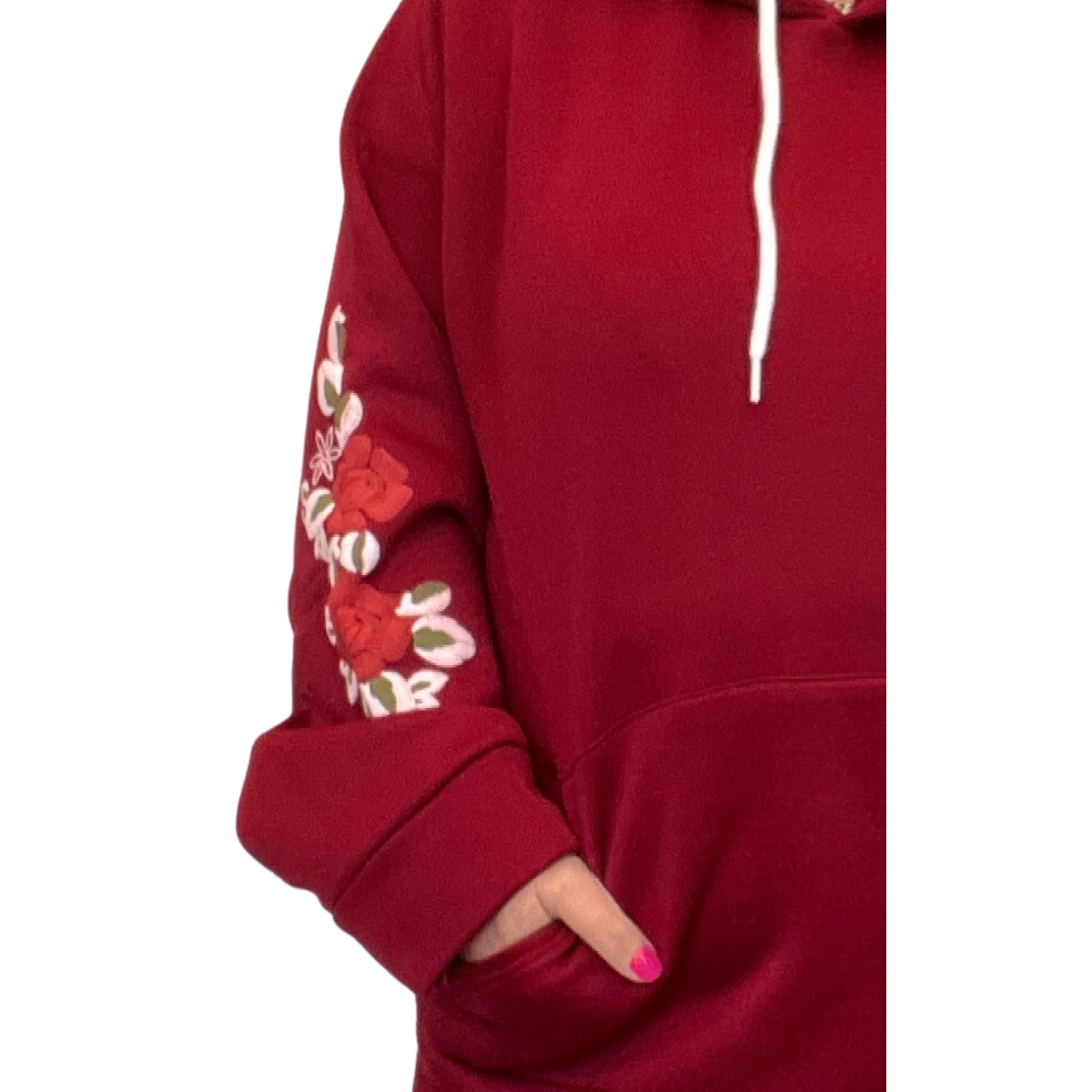 FLORAL SLEEVE POCKET FRONT HOODY / JUMPER