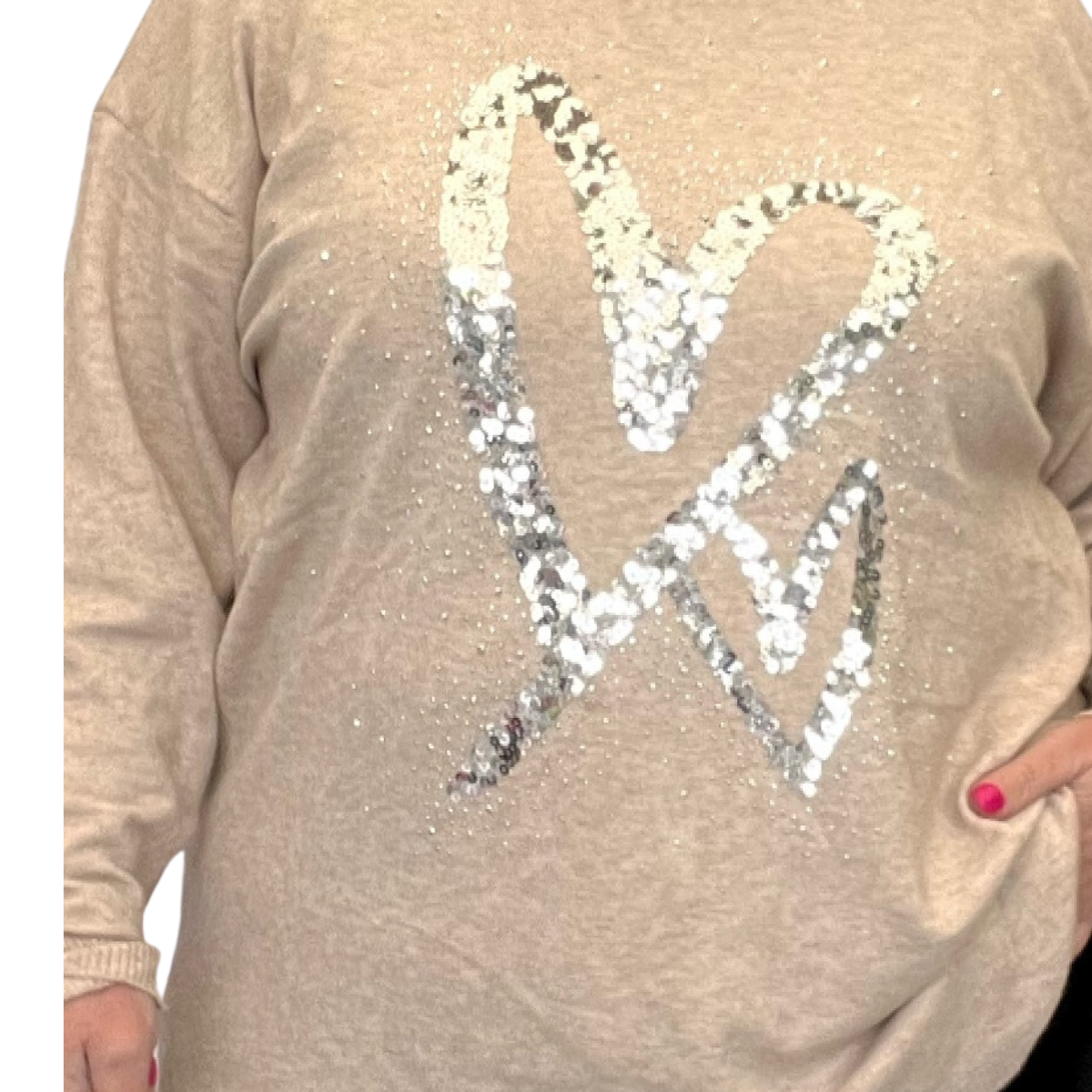 ROCKTHOSECURVES SUPER SOFT LUXURY JUMPER WITH SEQUIN HEARTS