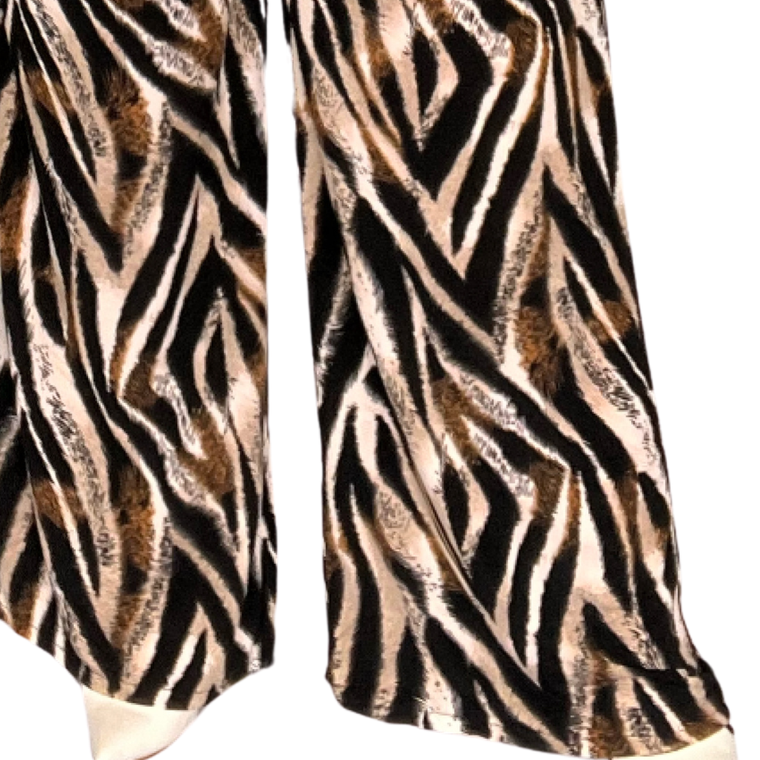 ROCKTHOSECURVES TIGER PRINT ELASTIC WAIST PALAZZO TROUSERS WITH POCKETS