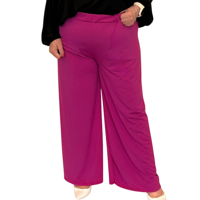 ROCKTHOSECURVES PLAIN ELASTICATED WAIST WIDE LEG PALAZZO TROUSERS