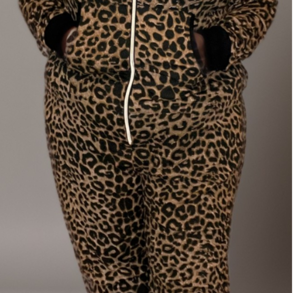 Plus-Size Leopard Print Stretch Lounge Jumpsuit