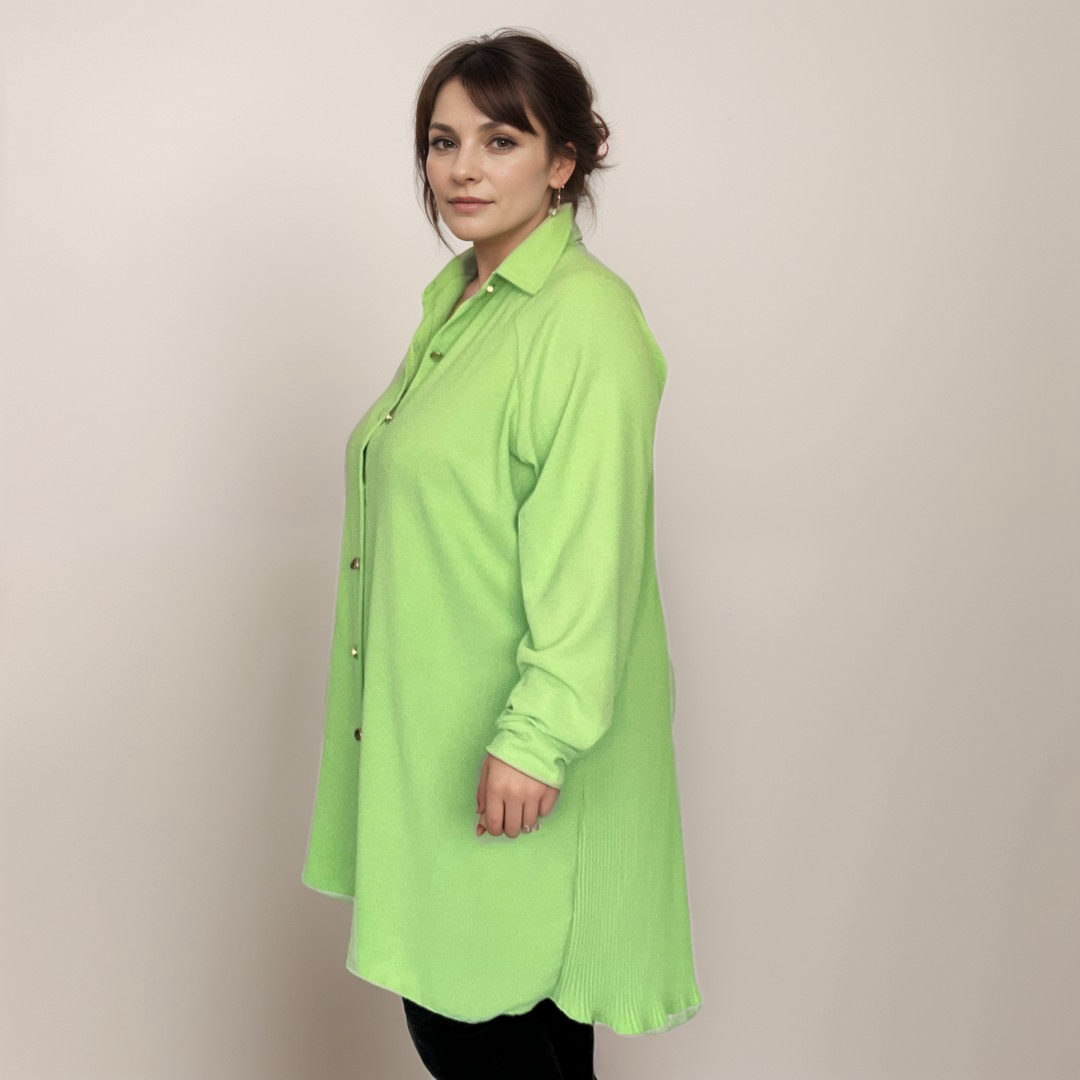 OVERSIZED LONG DIPPED HEM SHIRT WITH PLEATED BACK