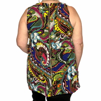 MULTI COLOURED SLEEVELESS BLOUSE WITH FEATURE ZIP TO BACK