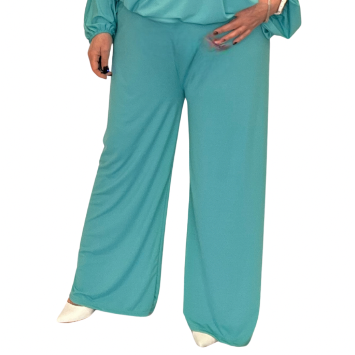 ROCKTHOSECURVES PLAIN ELASTICATED WAIST WIDE LEG PALAZZO TROUSERS