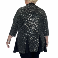 SPARKLY OPEN FRONT PARTY EVENING JACKET WITH SMALL SEQUINS