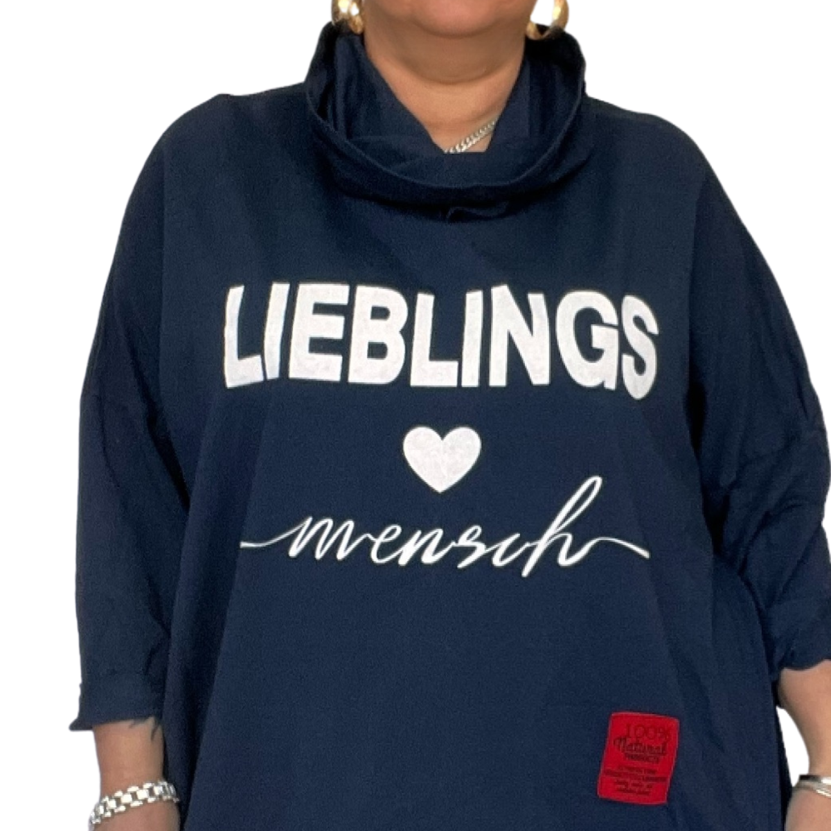 DIPPED HEM LIEBLINGS LOGO COWL NECK JUMPER / TOP