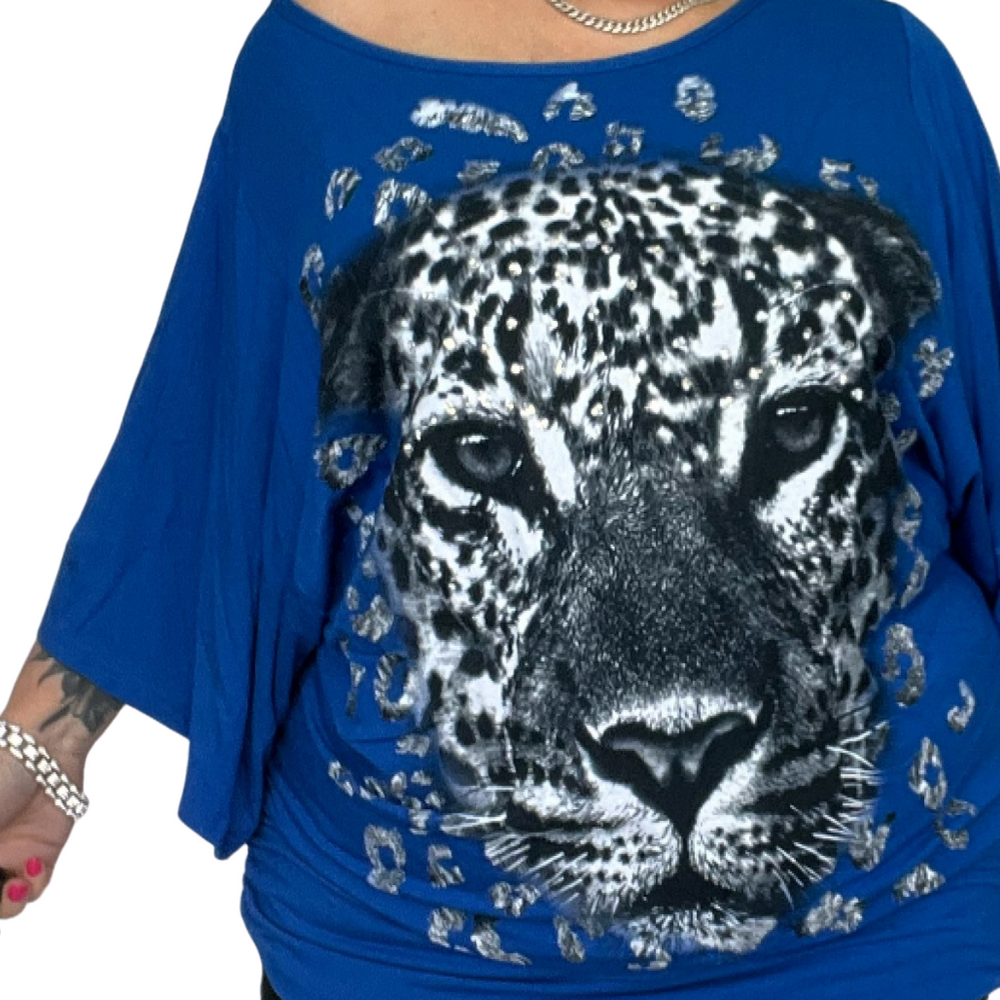 Laser Oversized Ombre Diamante Batwing Top